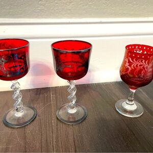 After dinner glasses. Total 11; 5 wide, 6 narrow